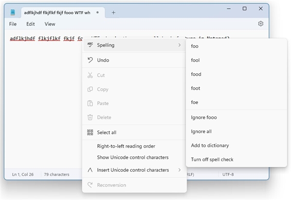 Windows11记事本喜迎升级：支持拼写检查、自动纠错