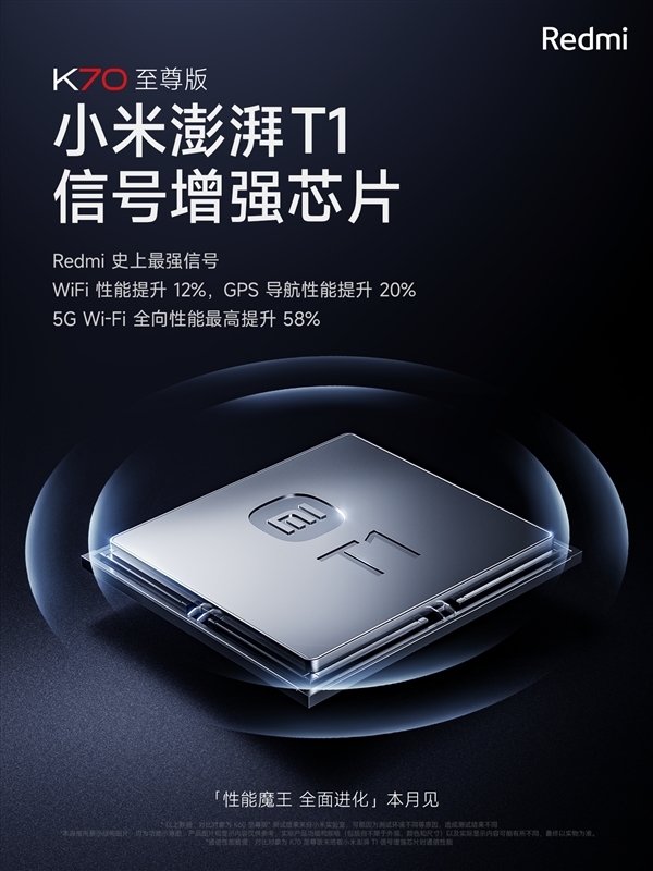 RedmiK70至尊版首发D1独显芯片：凑齐小米自研芯片四件套！