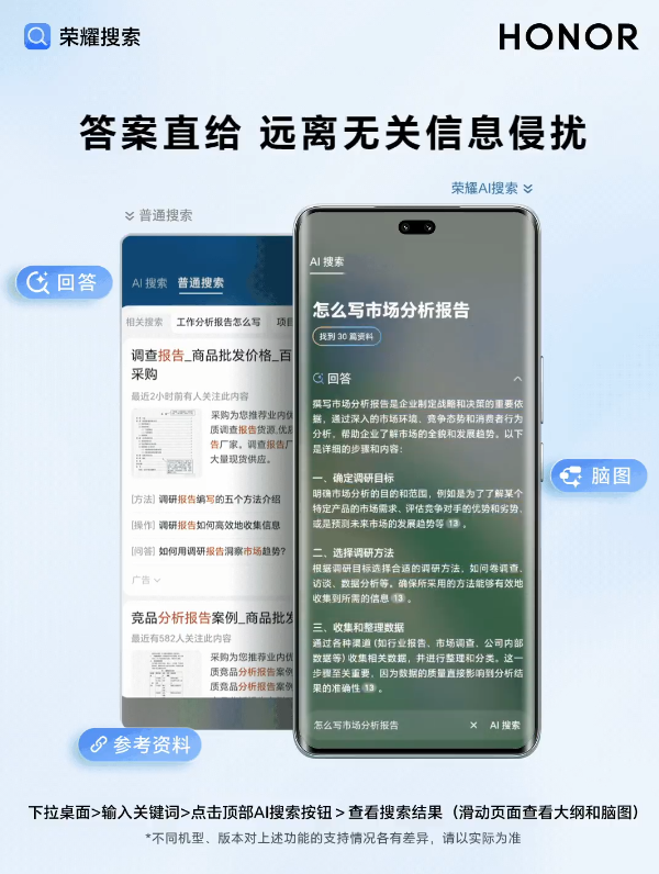 荣耀AI搜索正式上线！一键总结归纳下拉桌面即刻体验