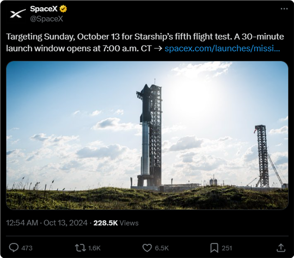 SpaceX星舰最快今晚第5次试飞！马斯克超大胆首次用“筷子”夹火箭(马斯克星舰飞船发射)