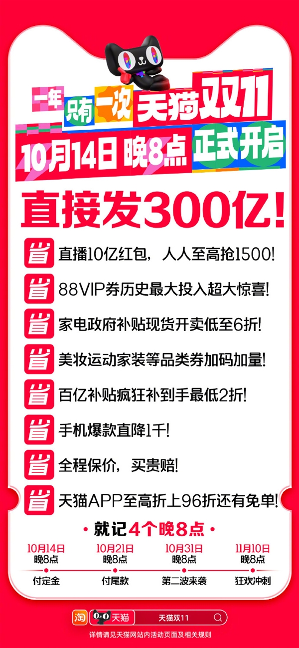 攻略必收藏！2024京东、天猫双11红包今日12点开抢：天天来领最高24888元