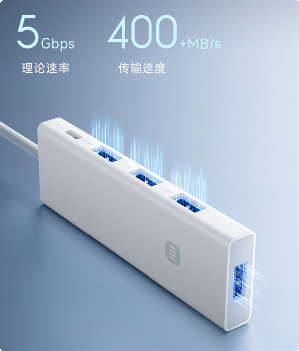 首发45元！小米四合一双头分线器发布：四口USB3.0传输400MB/s